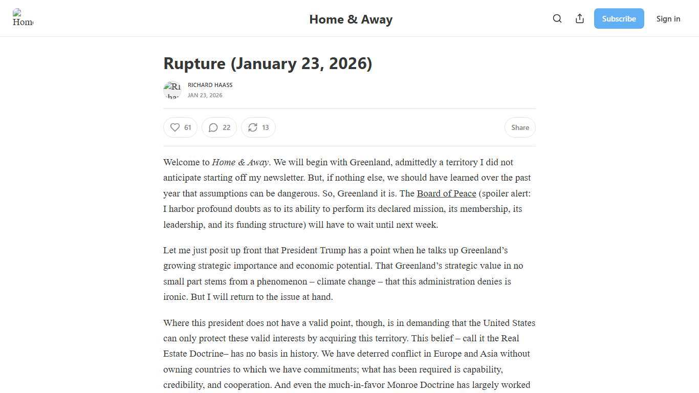 Rupture (January 23, 2026) - by Richard Haass - Home & Away